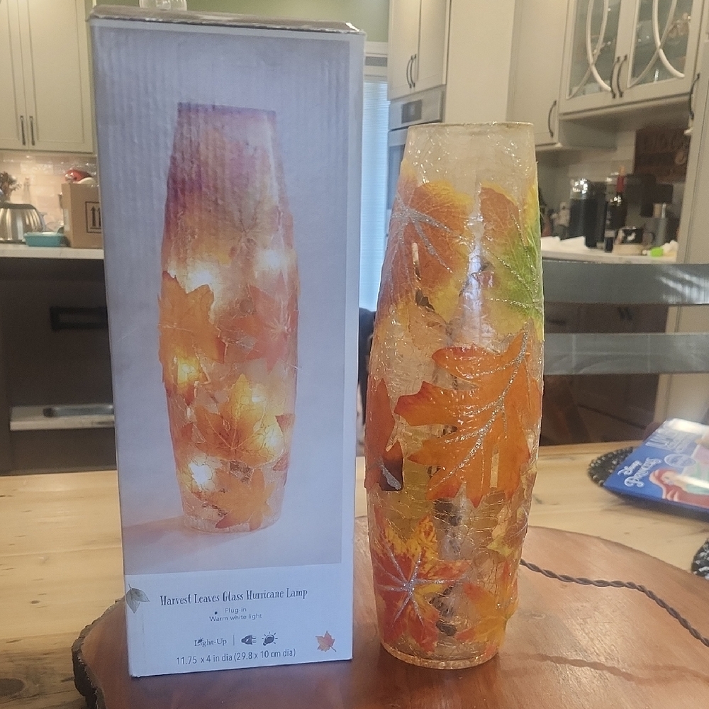 Glass Hurricane Lamp - Autumn Colors
